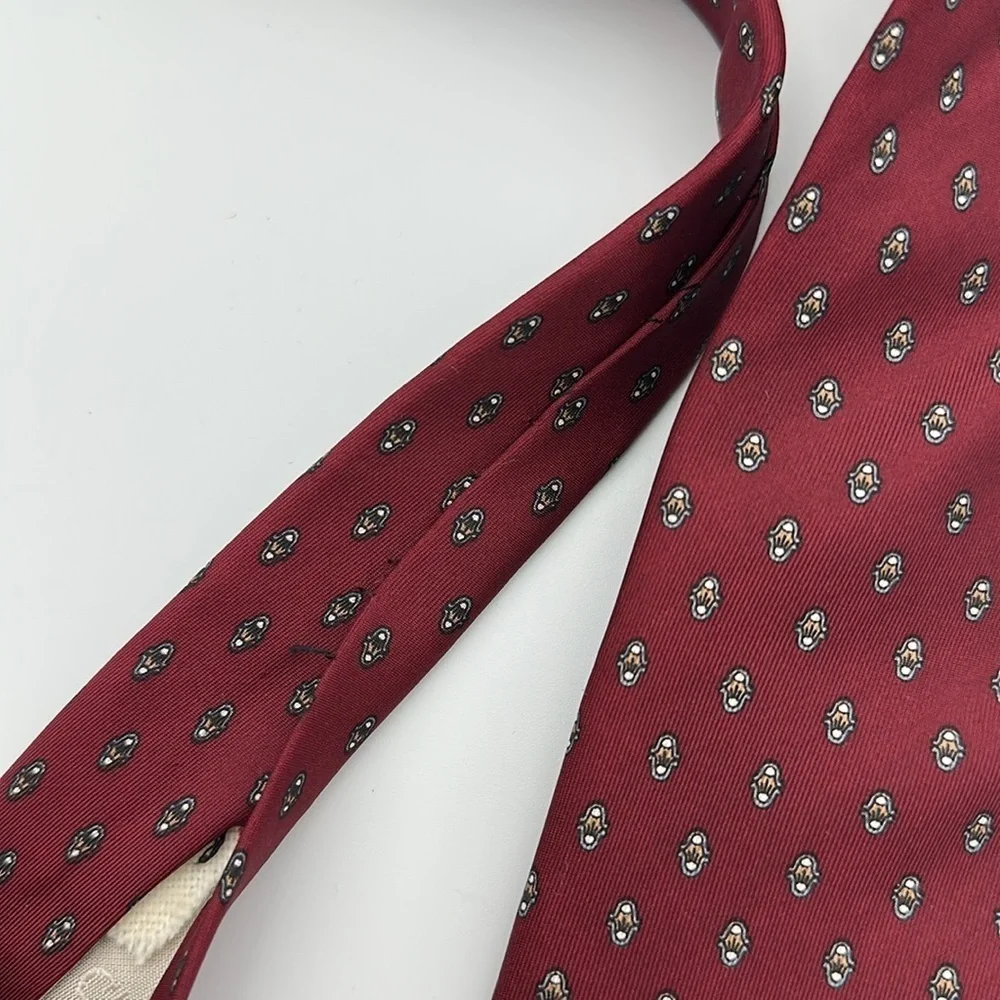 Dior Burgundy and Gray Patterned Tie